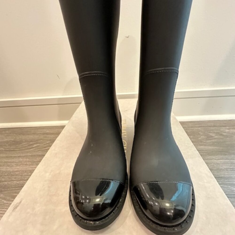 Jimmy Choo Edith Tall Black Rain Boots Sz 39